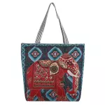 Women's Ethnic Style Print Canvas Handbag Fe Ca Tote Ladies Large Capacity