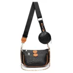 Vintage Chain Handbags Women Designer Wide Oulder Strap Crossbody Bag Luxury Leather Bags Lady SML SML SET 3 Bag Set