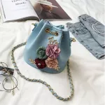 Handmade Flowers Bucet Bags Mini Oulder Bags With Chain Dratring Sml Cross Body Bags Pearl Bags Leaves Decs