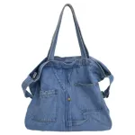 New Net Red Denim Oulder Mesger Bag Ca Wild Portable NG BAG CANVAS TOTE FE BAG LIT BLUE