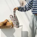 Princed Wrist Bag Flower Bag Cartoon Cute Canvas Hand Bag CN and EN SET BAG Leaves