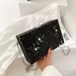 Women PU OULDER BAG GIRLS SML Box S Handbags Women Chain Chain Mesger Bags Ladies Sequin Star SML Square Bag
