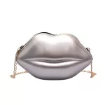 Crossbody Single Oulder Bag Red Lip Mini Handbag With Golden Chain Strap For Women B Se