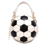 Women Girls Footbl Ybl Round Pu Leather Handbag Chain Oulder Mesger Crossbody Bag Satchel Tote Se