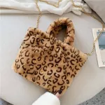 TAMARA WINTER NEW OULDER BAG FE PARD BAG CHAIN ​​LARGE H Winter Handbag Mesger Bag Soft Warm Fur Bag