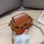 Stone Pattern PU Leather Crossbody Bags for Women Thic Chain Design Oulder Mesger Bag Lady Mini Tote Lipstic Handbags