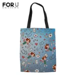 Forudesigns Canvas Handbag Women Oulder Bag for Teen Girls Ng Tote Bag Cartoon Nurse Print Ladies Beach Hand Bag