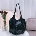 Bag for Women L-Match Big Bag Sequins Tote One Oulder Bag Handbag Cloth Bag Large Capacity Magnetic Button