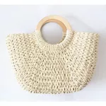 New Handmade Wen Handbags for Women Rattan Bag Cowhide Handle Design Retro Oulder Bag Boho Fe Strawach Bag