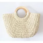 New Handmade Wen Handbags For Women Rattan Bag Cowhide Handle Design Retro Oulder Bag Boho Fe Straw Beach Bag