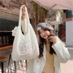 Soft H Women Furry Oulder Bag Large Capacity Girls Student Tote V Bags Brdered Lamb Wool Ladies Ng Handbags