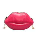 Crossbody Single Oulder Bag Red Lip Mini Handbag With Golden Chain Strap For Women B Se
