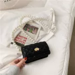 Women's SML PU Leather Crossbody Bags Se Ladies B Oulder Handbags Fe Luxury Famous Pearl Chain Ses