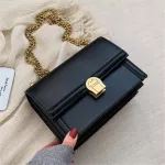 Vintage Solid CR PU Leather Crossbody Bags for Women Chain Chain Chain Oulder Bag Fe Travel Handbags and SES