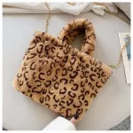 Fur Bag Anim Print Pard Bag Women Ladies Warm Crossbody Bags Famous Brand Large Capacity Oudler Clutch New