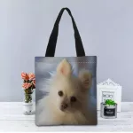 Pomeranian Dog Handbag Foldable Ng Bag Reusable Eco Large Sex Canvas Fabric Oulder Bags Tote Grocery Cloth Pouch 1208