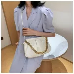 Chains Hobos Women Oulder Bags Designer Ruched Handbags Luxury Leather Crossbdoy Bag Clund Clutches Lady SML SES