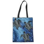 Nopeersonity Printing Sea Turtle Women Large Bag Canvas -Handle En Tote Handbags Girls Oer Bag