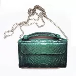 TTAN PYTHON Leather Handbags Women Chain Chain Chain Oulder Crossbody Clutch Chain Bag Ladies Travel Wlet SE