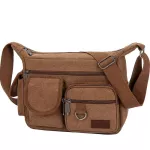 กระเป๋าสะพาย/Multi-pocket canvas men's shoulder bag fashion large-capacity tool bag casual one-shoulder diagonal bag