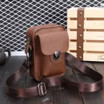 กระเป๋าสะพาย/Korean version of men's leather shoulder bag outdoor leisure mini waist bag Crazy Horse leather mobile phone bag