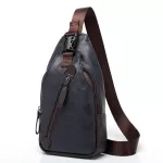กระเป๋าคาดหน้าอก/Korean version of PU leather men's chest bag fashion shoulder bag messenger bag riding backpack