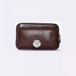 กระเป๋าคาดเอว/Men's belt bag cowhide vertical mobile phone bag zipper buckle bright leather wallet