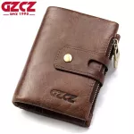 GZCZ หนังแท้ผู้ชายกระเป๋าสตางค์ผู้ถือบัตรใส่เหรียญขนาดเล็ก Walet หนีบสำหรับกระเป๋าเงิน Portomonee ชายคลัทช์ Vallet คน