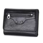 Trifold Men And Women Wallet 100% Genuine Leather Small Coin Purses Red Black Short Wallets Organizer Card Holder Dollar Price