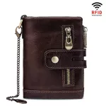 Men's wallet /Men's Leather RFID Anti-Theft Brushed Leather Wallet Multi-Card Slot Crase Leather Retro Wallet