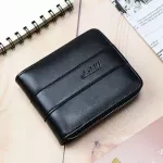 กระเป๋าสตางค์ผู้ชาย/Men's short zipper wallet oil wax leather business large-capacity wallet