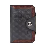 กระเป๋าสตางค์ผู้ชาย/Men's wallet short style European and American fashion large-capacity magnetic buckle tri-fold men's wallet