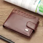 กระเป๋าสตางค์ผู้ชาย/Casual men's wallet short and leather buckle horizontal wallet