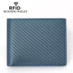 กระเป๋าสตางค์ผู้ชาย/Leather men's wallet Carbon fiber pattern anti-theft brushed cowhide short RFID wallet
