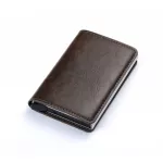Bisi Goro Business Id Credit Card Holder Men And Women Metal Rfid Vintage Aluminium Box Pu Leather Card Wallet Note Carbon