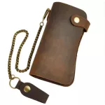 Cattle Male Organizal Real Leather Design Dargon Tiger Emboss Checkbook Iron Chain Wallet Purse Clutch Handbag 1088