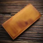 Simline Genuine Leather Men Wallet Crase Cowhide Male Vintage Handmade Long Slim Thin Wallets Purse Card Holder Carteira