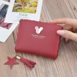 Disney Mickey Mouse Small Wallet Lady Short Zipper Tassel Key Coin Purse Student Small Mini Wallet Minnie Card Holder Clutch