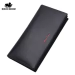 Bison Denim Men Wallet Genuine Leather Rfid Long Clutch Classic Business Large Capacity Card Holder Zipper Coin Purse N4384