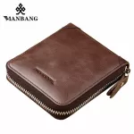 Manbang Genuine Leather Men Wallet Small Men Wallet Zipper Male Short Coin Purse High Quality