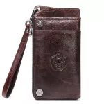 Casual 100% Genuine Leather Men Wallet Card Holder Male Purses with Phone Bag Long Design Clutch Wallets with Coin Pocket New