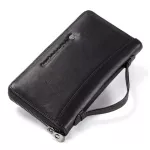 Contact's Cow Leather Men Casual Clutch Wallet Card Holder Zipper Purse With Passport Holder Phone Case For Male Long Wallet