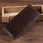 Genuine Leather Purse Real Cowhide Men Bifold Pruse Long Designer Cash Coin Pocket Card Holder Clutch Bag Vintage Male Wallet