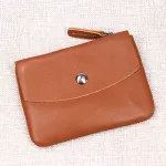 Simline Genuine Leather Men Wallet Vintage Handmade Female Male Short Small Slim Wallets Coin Purse Card Holder Zipper Pocket