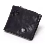 Contact's 100% Genuine Leather Wallet Men Small Card Holder Portfolio Zipper Coin Purse Wallets Mini Money Bags Rfid Blocking