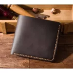 Handmade Vintage Crazy Horse Genuine Leather Wallet Men Pruse Leather Men Wallet Short Style Male Wallet Coin Bag Money Holder