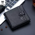 Bullcaptiaine Genuine Leather Men's Wallet Coin Purse Small Wallet Retro Short British Casual Multifunction Wallet