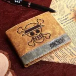 Anime Comics Wallet with Coin Pocket Card Holder Khaki Leather Pruse Men Money Bag