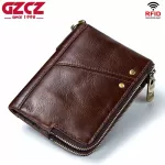 GZCZ Luxury brand, man's wallet, zipper design 2018, genuine leather, Vallet, mini, wallet, silver, horse coin, Walet for RFID.