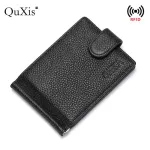 QuXis ชั้นแรกของกระเป๋าเงินหนังคลิปเงินดอลลาร์สหรัฐ RFID RFID กระเป๋าสตางค์กระเป๋าสตางค์ผู้ชายสร้างสรรค์กระเป๋าสตางค์หนังแพคเกจบัตรเครดิต